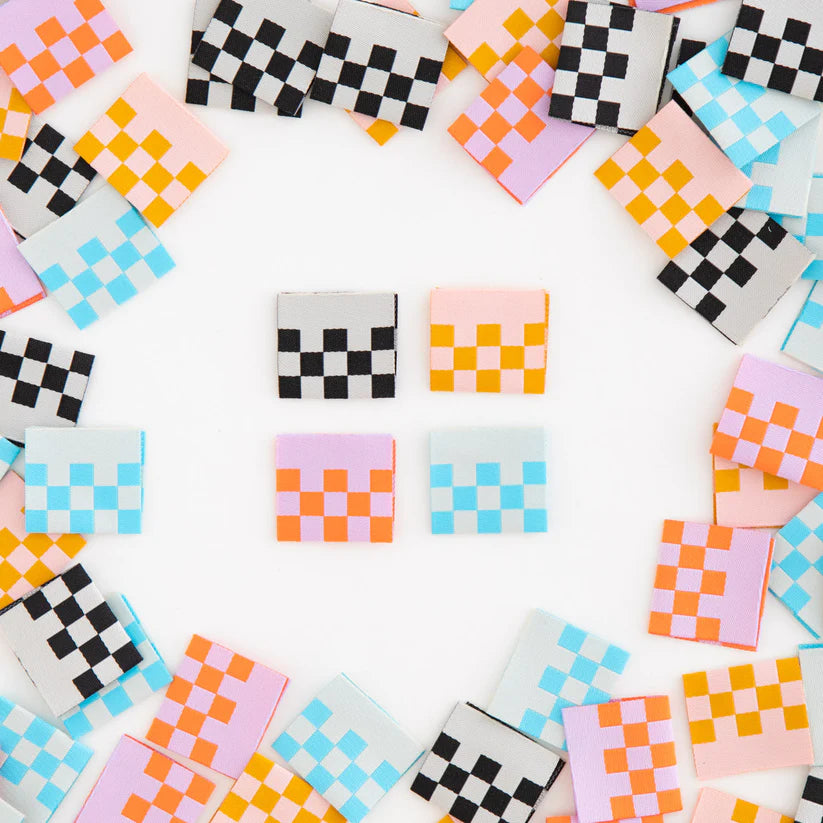 Sarah Hearts - Sewing Labels - Checkerboard Multipack